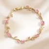 Viral Tulip Pink Crystal Bracelet - Gold-Plated — jewellery from Glossy.pk, Pakistan