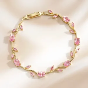 Viral Tulip Pink Crystal Bracelet - Gold-Plated
