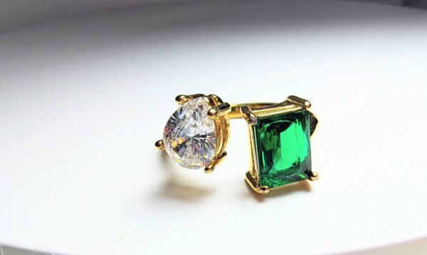2 Tone Gemstone Adjustable RING anti-tarnish jewellery from Glossy.pk, Lahore