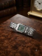 Cartier Silver Gold Square Watch -Green Dial - Image 5