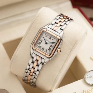 Silver-Gold Square Watch — Women's