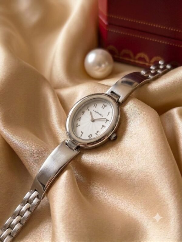 CARTIER- Trendy Arabic Watch-Silver starp (Copy) anti-tarnish jewellery from Glossy.pk, Lahore