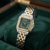 Silver-Gold Square Watch — Green Dial — jewellery from Glossy.pk, Pakistan
