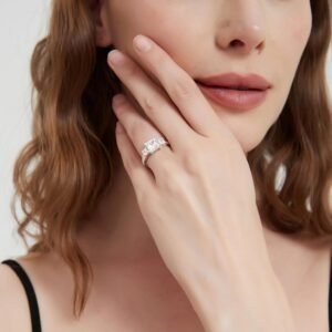 Chunky Square Stone Ring — Stainless Steel