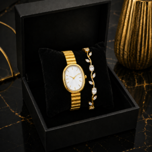 Naidu Bangle Watch & Tulip Bracelet Combo — White Dial