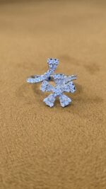 2 Layered Trendy ZIRCON Flower-SILVER RING - Image 2