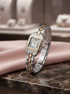 Silver-Gold Square Watch — Women's product photo 2 | Glossy.pk Pakistan