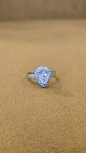 Leaf-Detail Stone Ring — Women's Stainless Steel product photo 2 | Glossy.pk Pakistan
