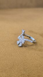 2 Layered Trendy ZIRCON Flower-SILVER RING - Image 4