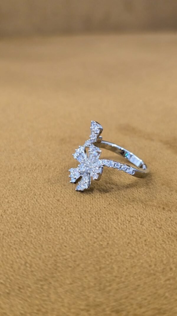 2 Layered Trendy ZIRCON Flower-SILVER RING anti-tarnish jewellery from Glossy.pk, Lahore