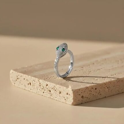 Classy Trendy ZIRCON snake 🐍SILVER RING