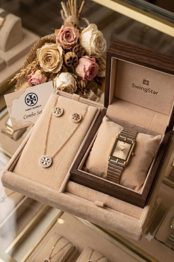 Swing Star Watch and Tory Bruch Combo anti-tarnish jewellery from Glossy.pk, Lahore