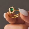 Luxury Adjustable Ring-Green Stone anti-tarnish jewellery from Glossy.pk, Lahore