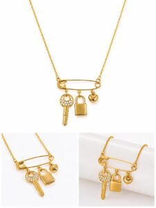 Safety Pin Charm Necklace — Stainless Steel product photo 2 | Glossy.pk Pakistan