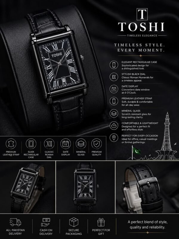 Cartier Tank Men’s Leather Strap Watch anti-tarnish jewellery from Glossy.pk, Lahore