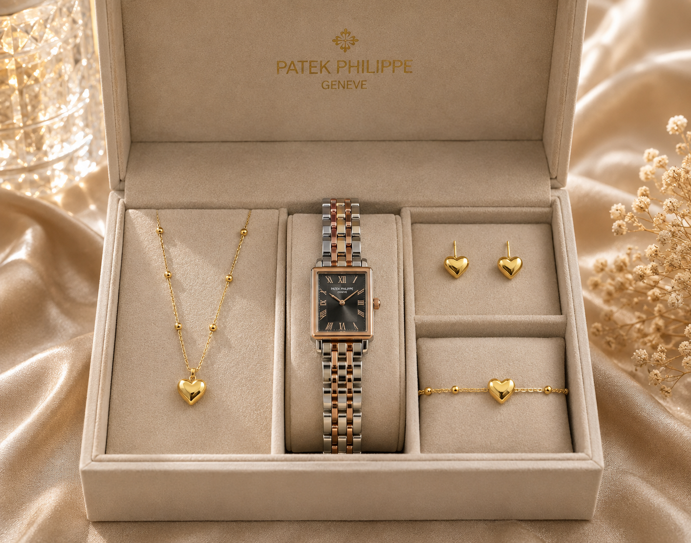 17479ef1-ea8c-4991-a798-6a041b182b2f Patek Philippe Watch and Bow Set Combo - Image 1