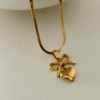 Bow Heart Snake Chain Pendent anti-tarnish jewellery from Glossy.pk, Lahore