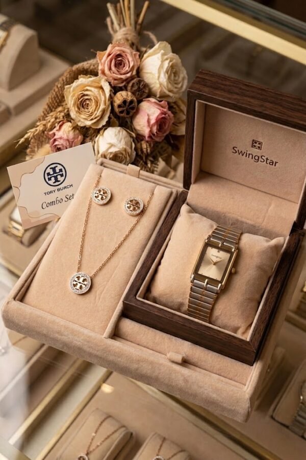 Swing Star Watch and Tory Bruch Combo anti-tarnish jewellery from Glossy.pk, Lahore