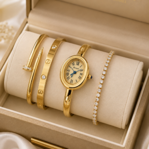 4-Piece Bangle Watch and Bracelet Set