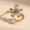 Beauty ZIRCON Flower Stone Ring anti-tarnish jewellery from Glossy.pk, Lahore