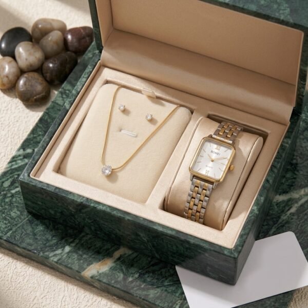 18K White Pearl Diamond Set and Bomei Watch anti-tarnish jewellery from Glossy.pk, Lahore