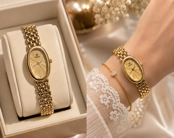 Bold Classical Oval Dial-Gold anti-tarnish jewellery from Glossy.pk, Lahore