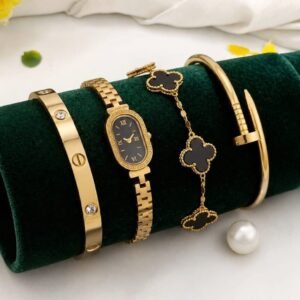 4pc Trendy Clover Hand Stack