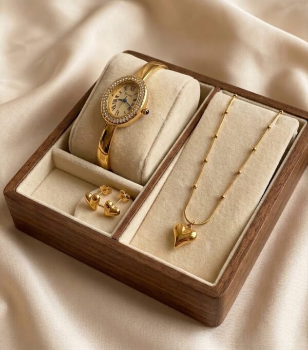 Bangel Watch and Heart set Combo anti-tarnish jewellery from Glossy.pk, Lahore