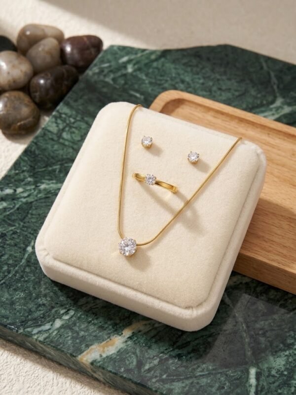 18K White Pearl Diamond Set anti-tarnish jewellery from Glossy.pk, Lahore