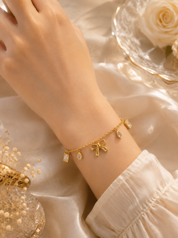 Bow Charm Bracelet product photo 2 | Glossy.pk Pakistan