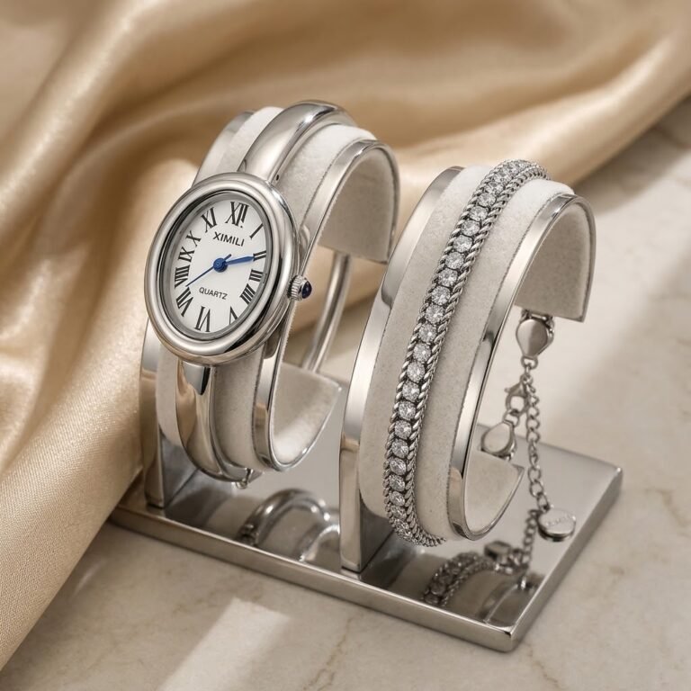 Golden Bangle Watch & Tanis Bracelet Combo — jewellery from Glossy.pk, Pakistan