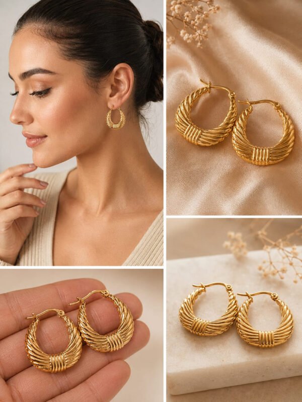 Antitarnish Elegant Twisted Hoops anti-tarnish jewellery from Glossy.pk, Lahore