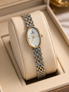 Bold Classical Oval Dial — Gold Silver product photo 2 | Glossy.pk Pakistan
