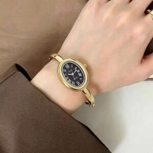 Cosmo Gold Bangle Watch — Black Dial