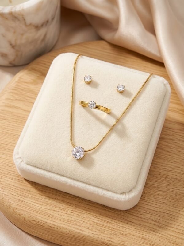 18K White Pearl Diamond Set anti-tarnish jewellery from Glossy.pk, Lahore