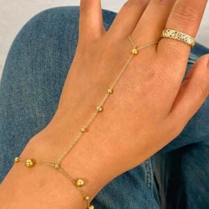 Beaded Hand Chain — Stainless Steel