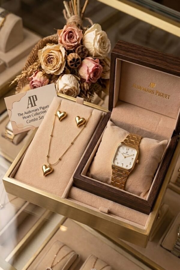 Arabian Watch and Heart set Combo anti-tarnish jewellery from Glossy.pk, Lahore