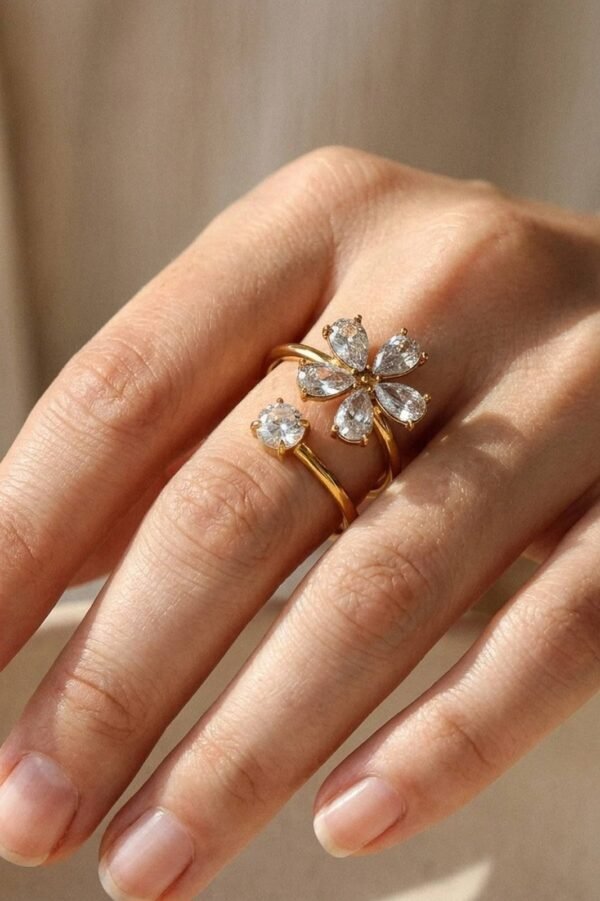 Beauty ZIRCON Flower Stone Ring anti-tarnish jewellery from Glossy.pk, Lahore