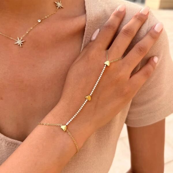 Stone-Set Luxury Hand Chain — Stainless Steel product photo 4 | Glossy.pk Pakistan