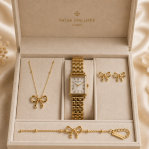 Watch & Bow Bracelet Set (Patek Philippe‑style)
