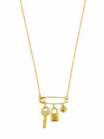 18k Safety Pin Charm Necklace - Image 3