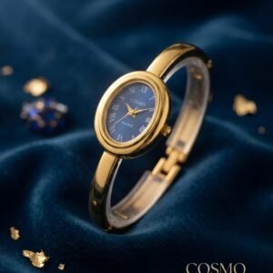 Cosmo Gold Bangle Watch — Blue Dial