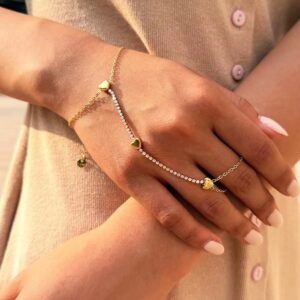 Stone-Set Luxury Hand Chain — Stainless Steel product photo 3 | Glossy.pk Pakistan