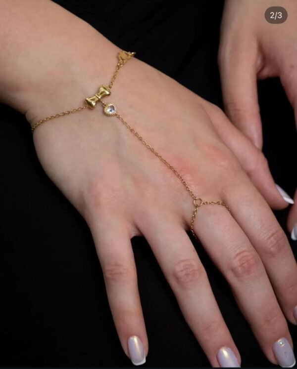 Bow Stone-Look Hand Chain — Stainless Steel product photo 2 | Glossy.pk Pakistan