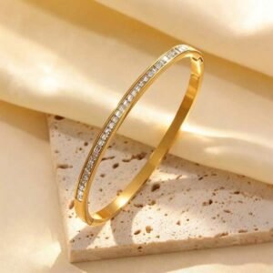 Gold-Plated Handcuff with Stone Detail