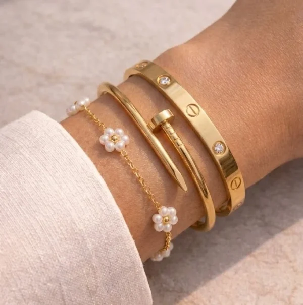 3-Piece Trendy Watch & Bangle Set (Cartier-inspired) — jewellery from Glossy.pk, Pakistan