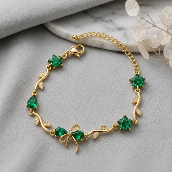 Bow Tulip Bracelet — Emerald (Stainless Steel) — jewellery from Glossy.pk, Pakistan