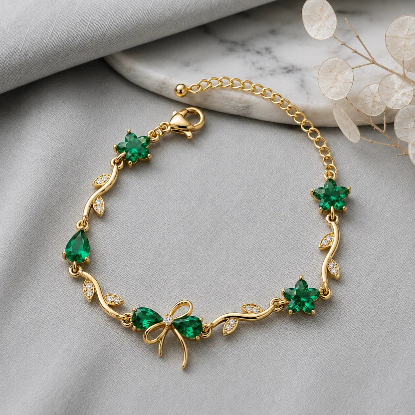 rn-image_picker_lib_temp_14d24420-9402-43fb-8bd6-abeb0250e02e Bow Tulip Bracelet-Emerald - Image 1