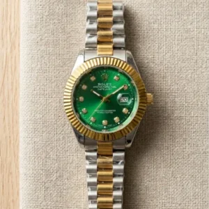 2-Tone ROLEX Watch-Green Dial-Women