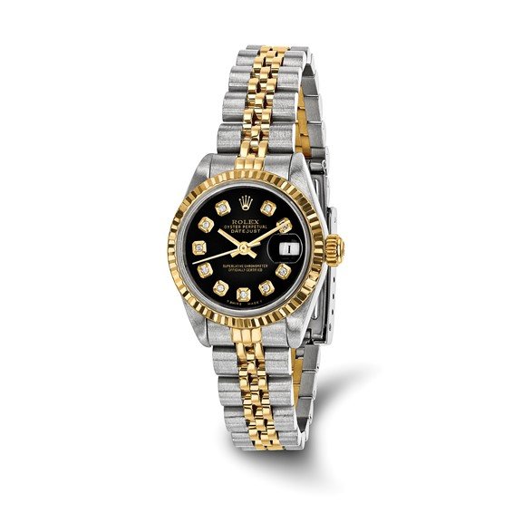 2-Tone ROLEX Watch-Green Dial-Women